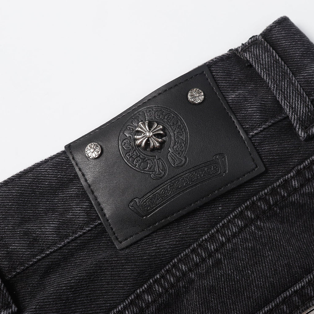 Chrome Hearts Cross Patch Embroidered & Hand-Painted Denim Shorts 9927