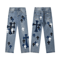 Chrome Hearts blue Silver Cross Patch Jeans