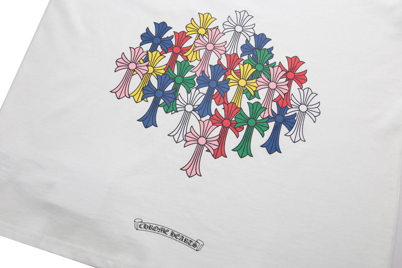 Chrome Hearts Multi-Color Cemetery Cross Short Sleeve T-shirt 6052