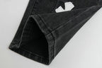 Chrome Hearts Black & White Cross Patch Flame Knee Jeans